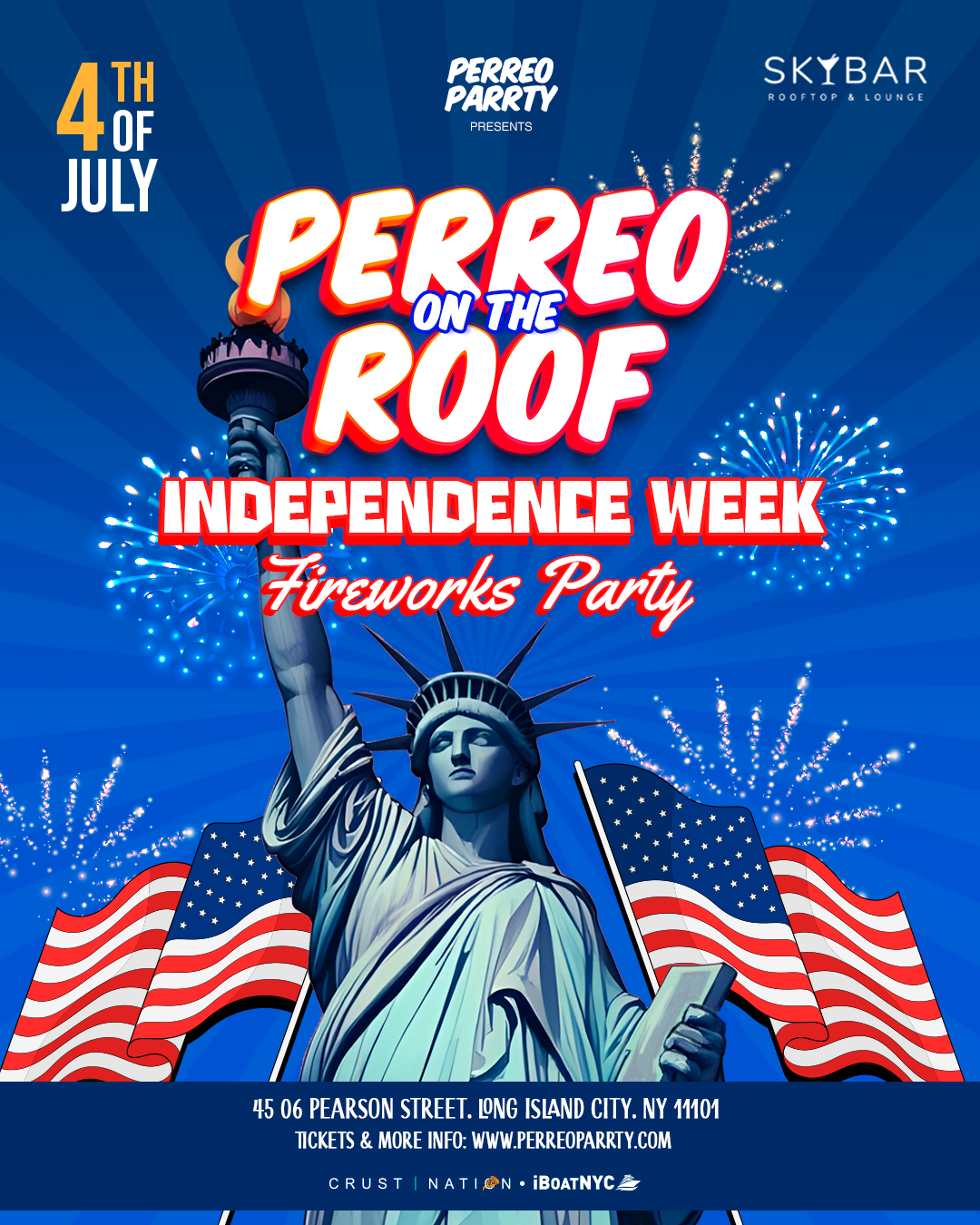 Fireworks Rooftop Latin & Reggaeton Party  July 4 Independence Skyline View