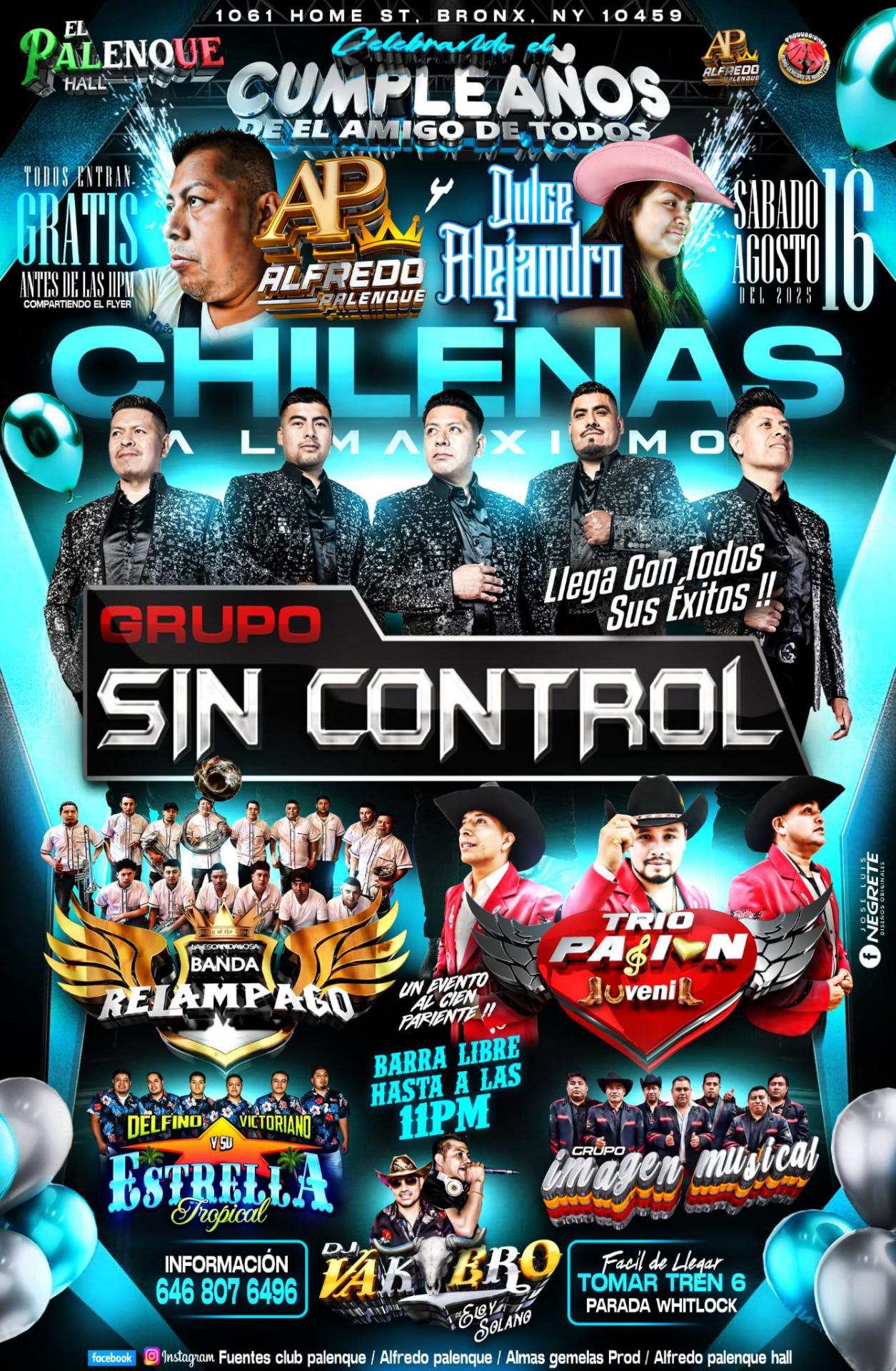 Buy tickets for AP ALFREDO Y DULCE ALEJANDRO | GRUPO SIN CONTROL | BANDA RELAMPAGO | TRIO PASION JUVENIL AP ALFREDO Y DULCE ALEJANDRO | GRUPO SIN CONTROL | BANDA RELAMPAGO | TRIO PASION JUVENIL