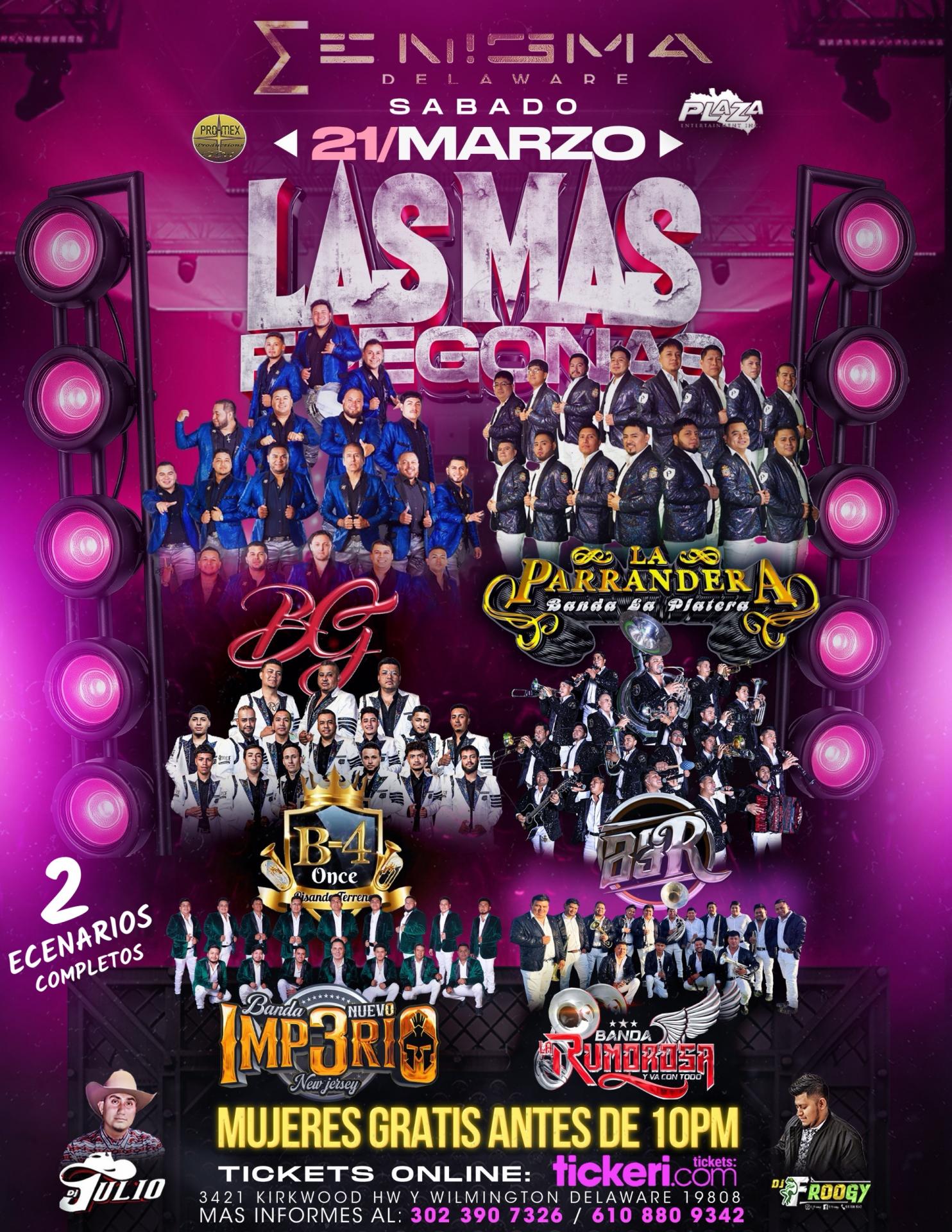 DG | LA PARRANDERA | B-4 ONCE | BANDA RUMBROSA | BANDA NUEVO IMPERIO