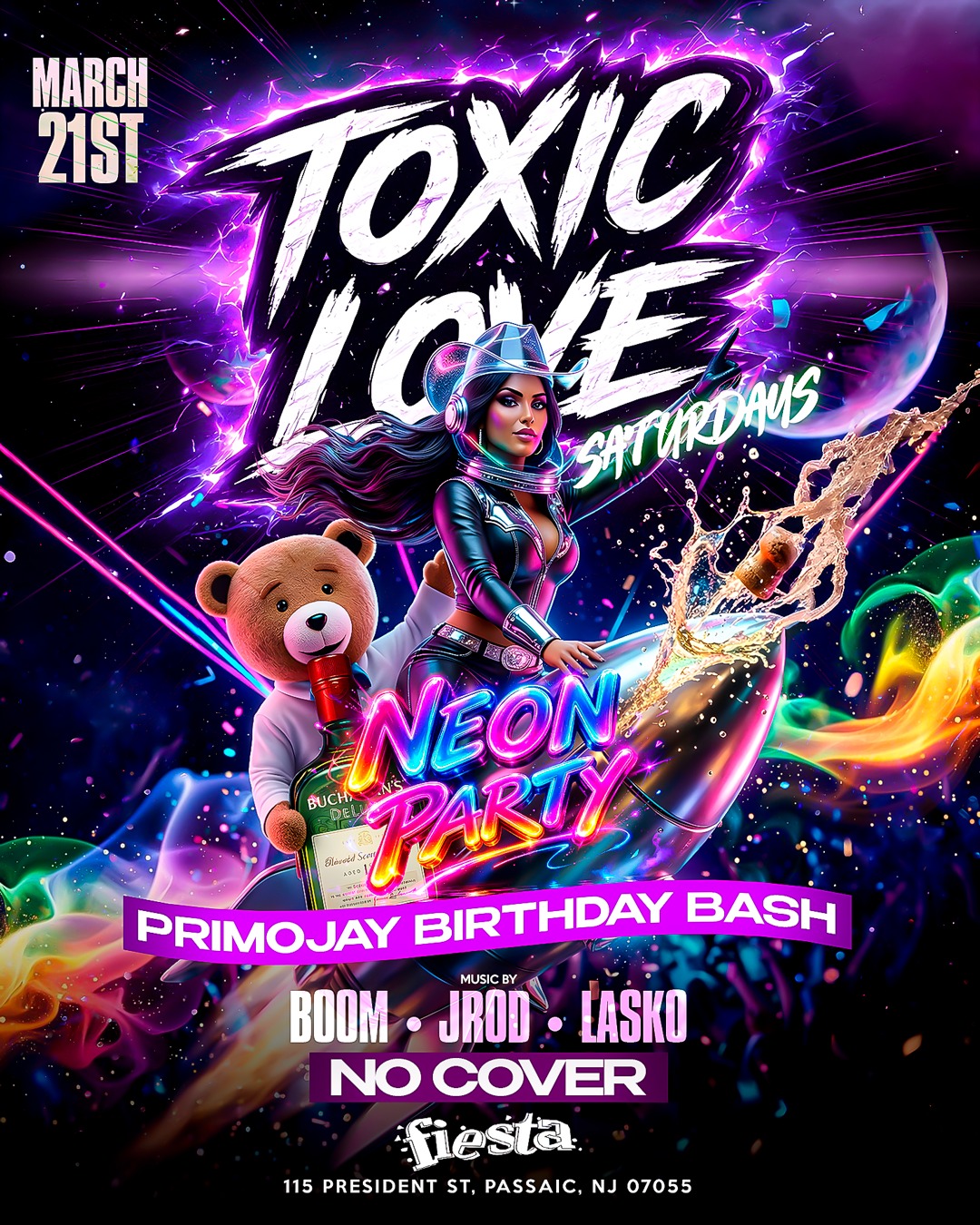 TOXIC LOVE SATURDAY, NEON PARTY, PRIMOJAY BIRTHDAY BASH