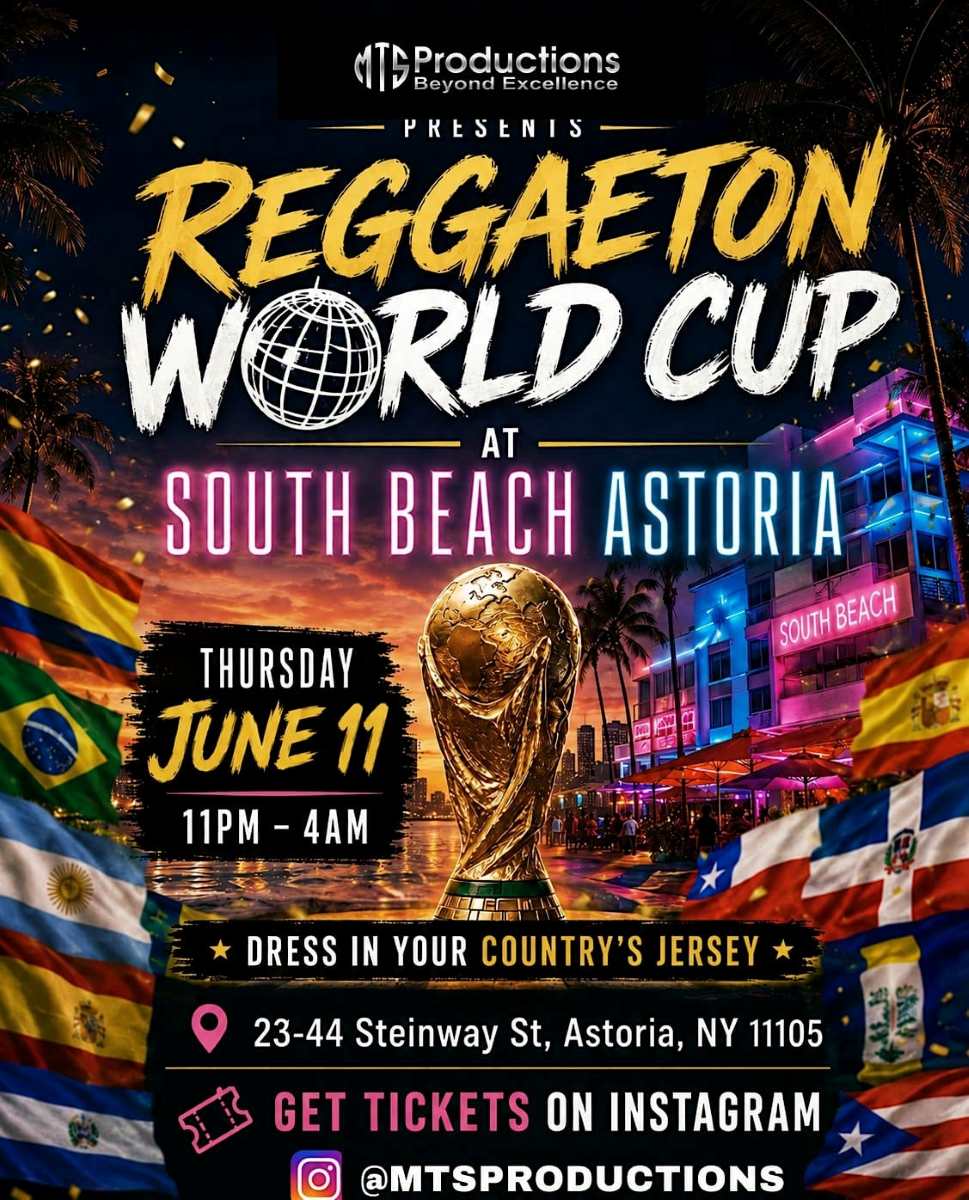 Buy tickets for Reggaeton World Cup at South Beach Astoria NYC – Thursday, June 11 Reggaeton World Cup at South Beach Astoria NYC – Thursday, June 11